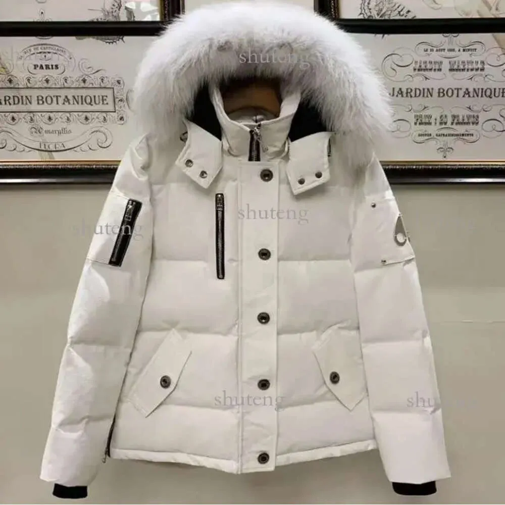 Inverno tesoura ganso para baixo jaqueta para homens e mulheres curto casal estilo gola de pele canadense engrossado jaqueta pão 185