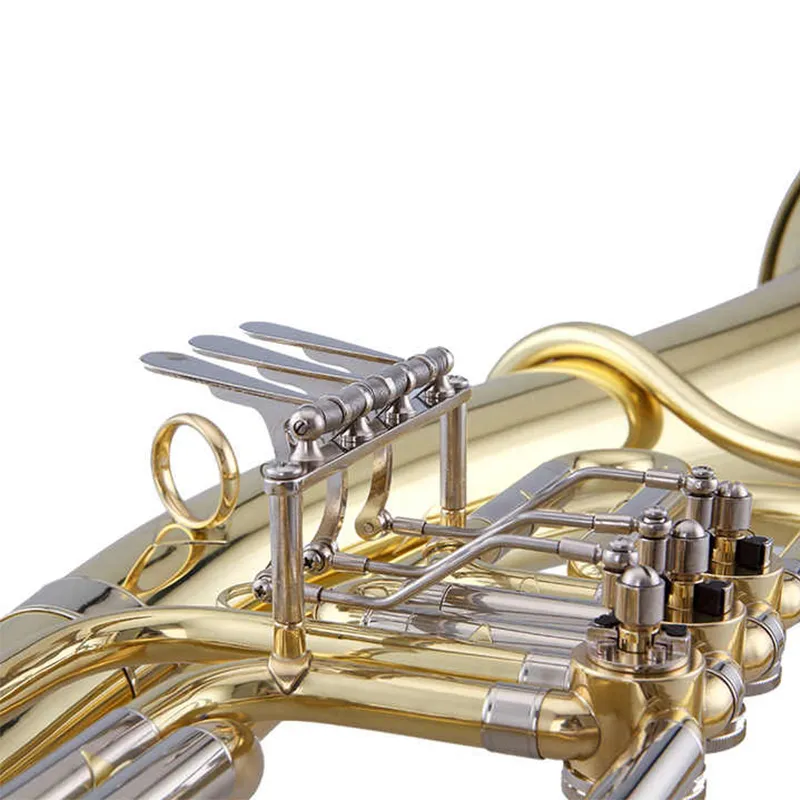 Instruments de musique de haut niveau Tuba en laiton de haute qualité avec 3 pistons à valve rotative laque dorée corne ténor