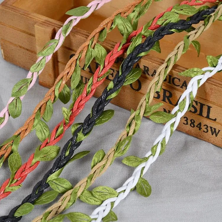 Dekorativa blommor Sen Series Green Leaf Wax Rope Clothing Shoes Decoration Flower Bouquet Binding Gift Packaging Simulation Long