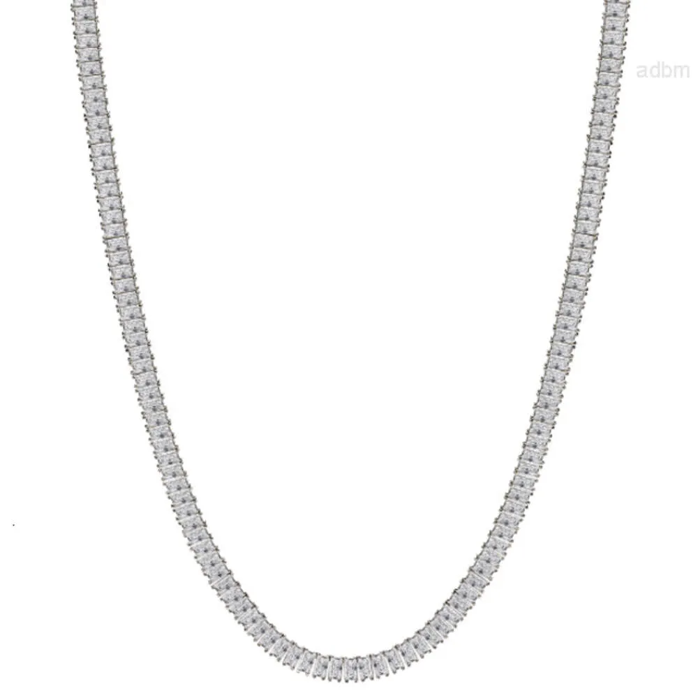 Factory Price Vvs1 White d Color Radiant Cut Moissanite 18k Solid Gold Tennis Necklace 43cm Length 5mm Width Gra Certificate