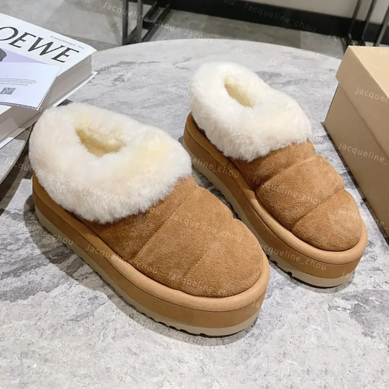 Designer Tazzlita Slippers Platform Laars Kastanje Zwart Schapenvacht Leer Wol Shearling Winter Australië Ultra Mini Laarzen Dames Bont Slides Schoenen