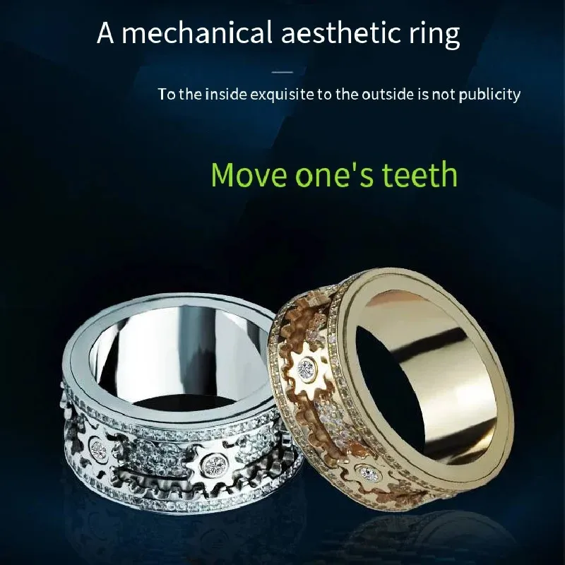 Para pierścieni Trend stalowa cyrkon Inkrustowani sprzęt Rotatable Mężczyźni i kobiety Pierścień mody Para Przyjaciel Bircing Gift Biżuteria 231201