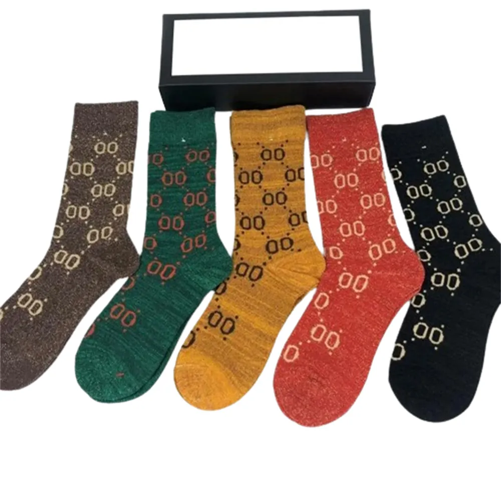 2023 Designer-Herren- und Damensocken, fünf Paar Luxus-Sportsocken, Winter-Mesh-Buchstabendrucksocken, bestickte Baumwolle d1