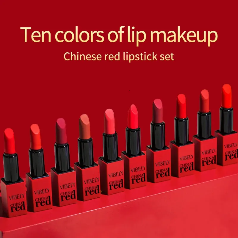 Crayons à lèvres 10 couleurs velours mat rouge à lèvres ensemble longue durée imperméable hydratant lèvres Blam maquillage cosmétiques cadeaux de noël kit cadeau 231202