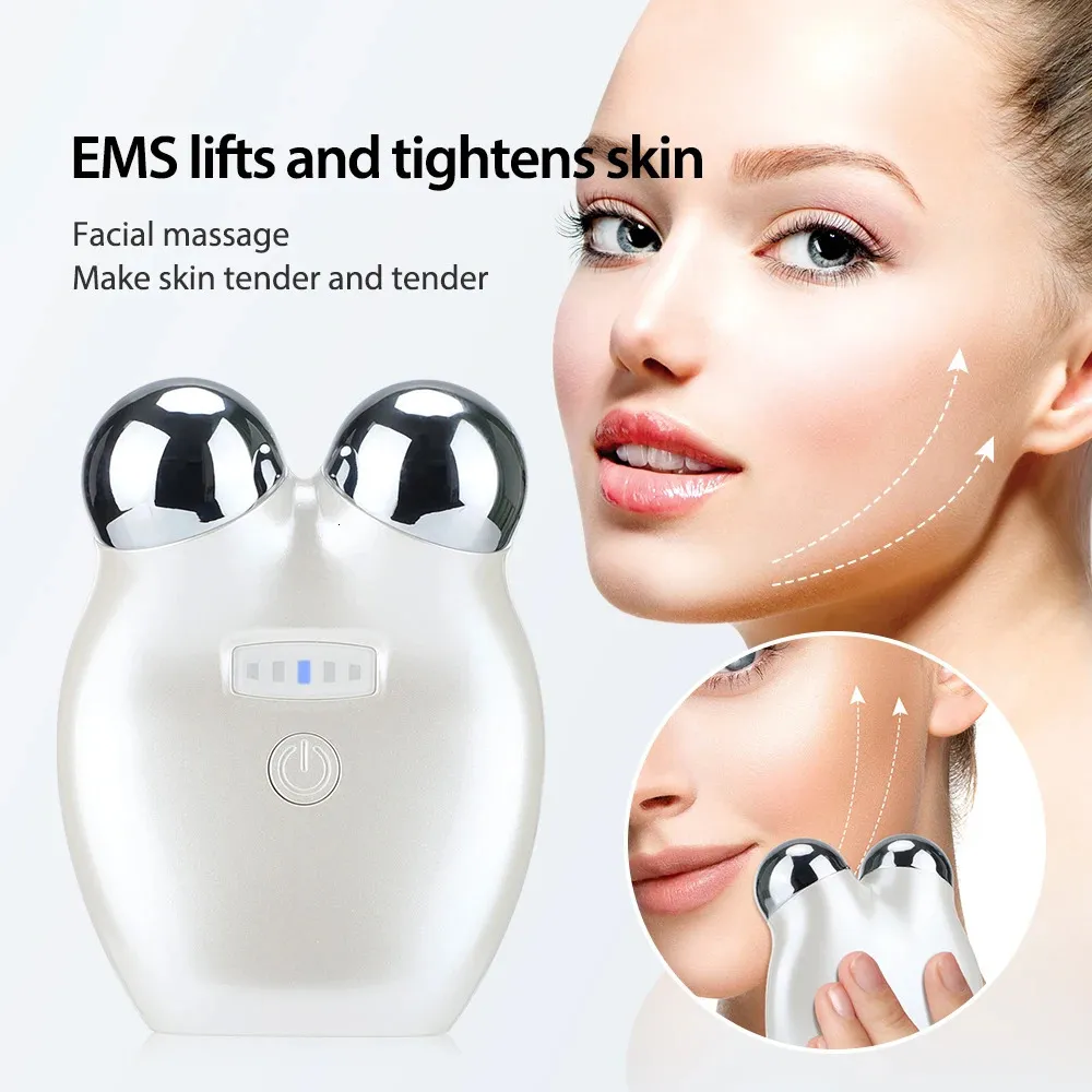 Face Care Devices EMS Microcurrent Face Lifting Device 3D Roller Massager Anti wrinkle Tighten Skin Rejuvenation Beauty Apparatus With Bag 231201