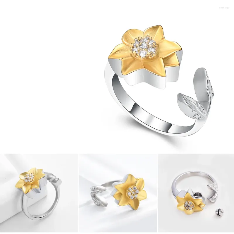 Fedi nuziali Girasole Memoriale Ceneri Anello in acciaio inossidabile Design aperto Donne eleganti Cremazione per gioielli ricordo di animali domestici umani