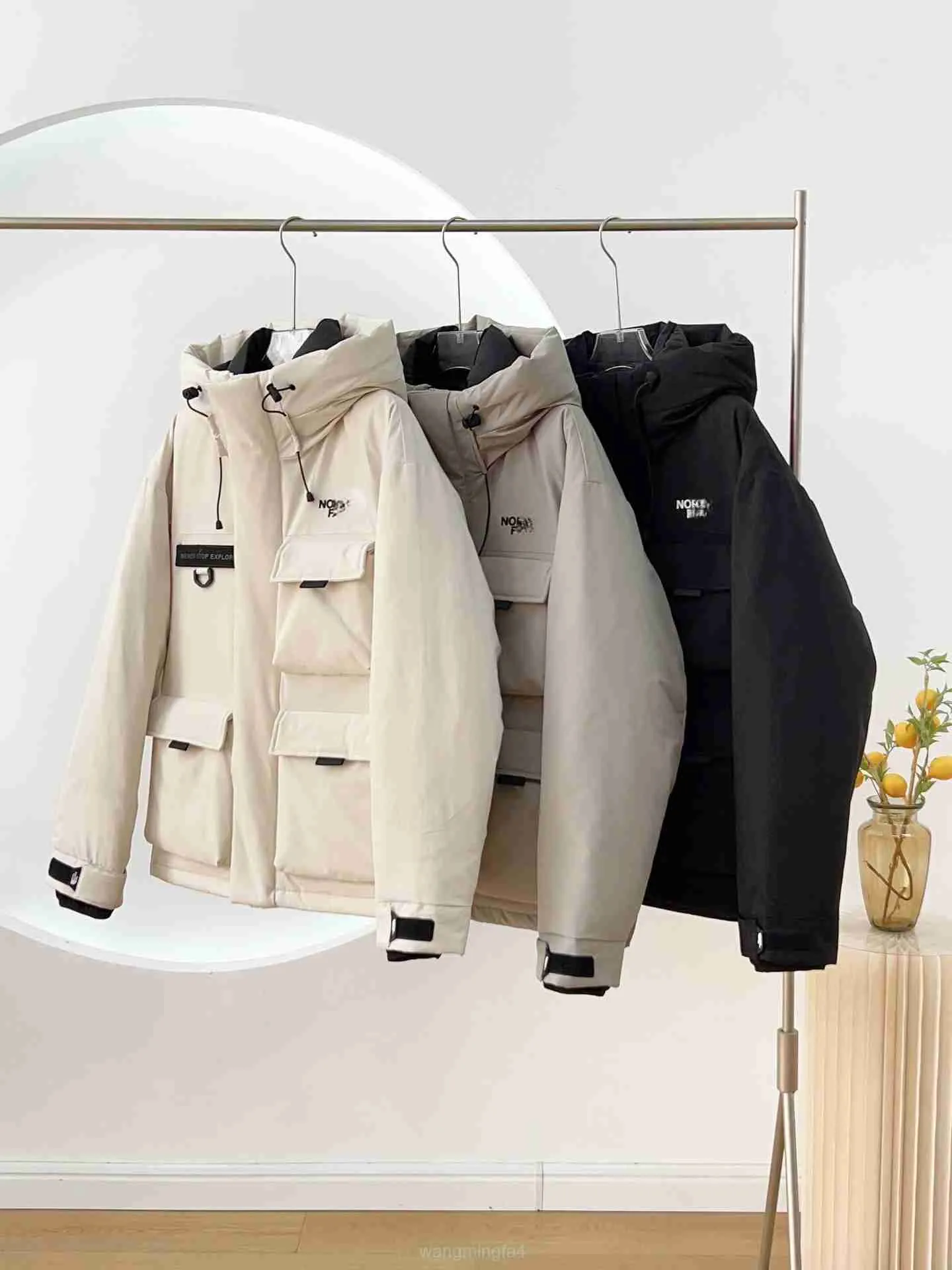 4mns parkas femininas north face 23 inverno estrela shen miner com capuz multi bolso trabalho parker engrossado casaco estilo casal