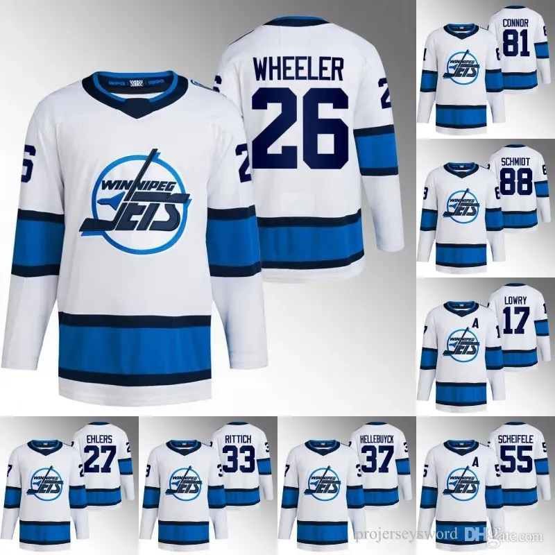 Winnipeg Blake Wheeler Jets Maillot rétro inversé Hellebuyck Nate Schmidt Nikol Ehlers Kyle Connor Mark Scheifele Pierre-Luc Dubois Adam Lo