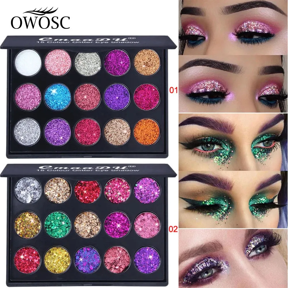 Sombra de ojos OWOSC Paleta de sombras de ojos con brillo de 15 colores Paleta de maquillaje de sombra de ojos profesional a prueba de agua Diamante nacarado Cosmético brillante 231201