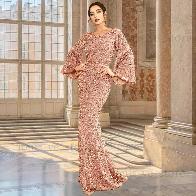 Sexy Sequin Maxi Dress Luxury Evening Party Dresses for Women