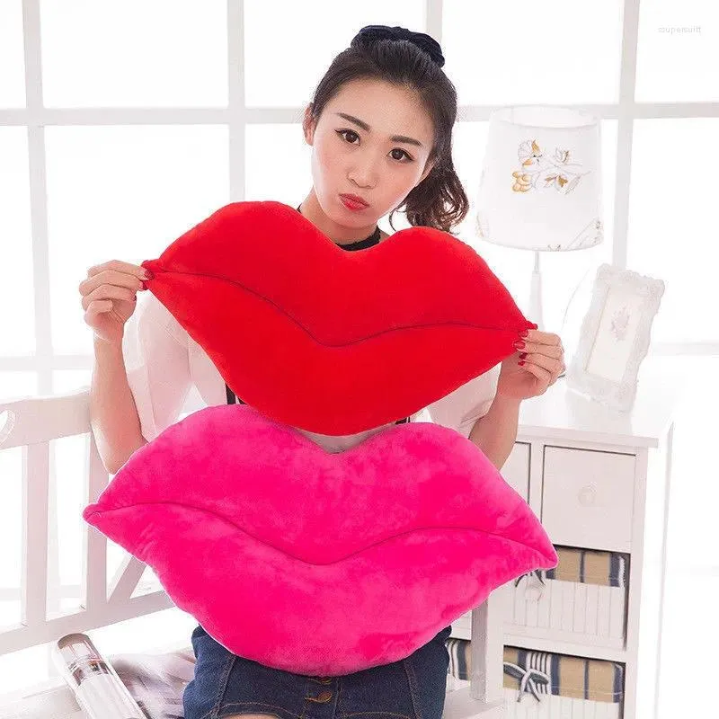 Oreiller 30 cm créatif rose rouge lèvres forme peluche 2023 maison décorative jeter canapé taille textile