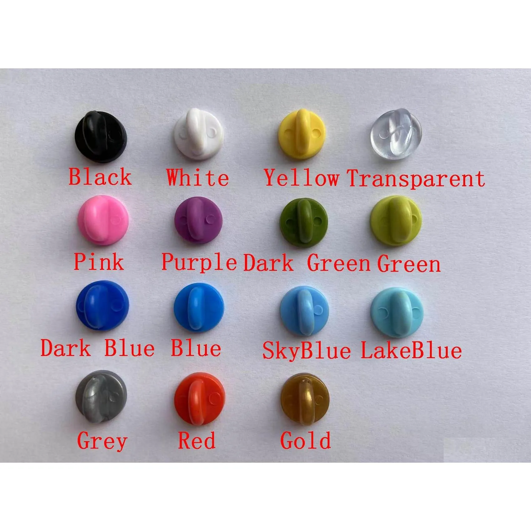 Sluitingen Haken Rubber Pvc Revers Pin Terug Houder Sluiting Koppeling Zwart Roze Geel Transparant Blauw Fit Militaire Scouts Club School Politie Dhxxc