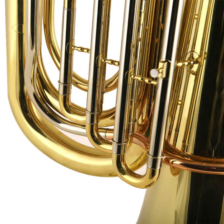 High Grade Bb Rotary Tuba Oem Gold Lacquer Yellow Brass Bell Bb Tone Tuba With 4 Rotary