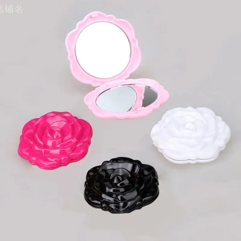 Compact Mirrors 1 portable mini mirror retro rose mini pocket makeup mirror double-sided manual mirror compact beauty tool 231202