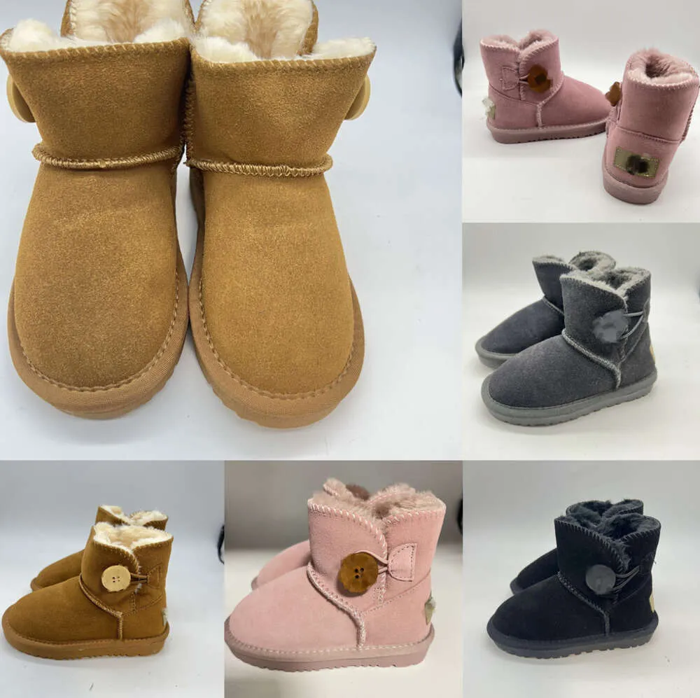 UG G Kids Australië Mini Klassieke Knoop designer Laarzen Kinderen jongens Meisjes zuigelingen Sneeuwlaarzen Bont pluizig Winter Warm Jeugd Grote Kinderschoenen Peuter Babyslofjes