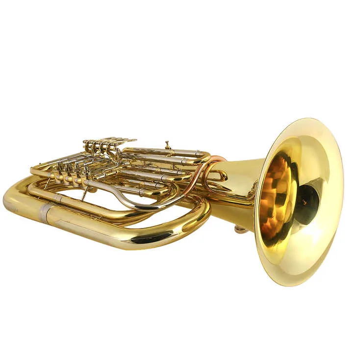 High Grade Bb Rotary Tuba Oem Gold Lacquer Yellow Brass Bell Bb Tone Tuba With 4 Rotary