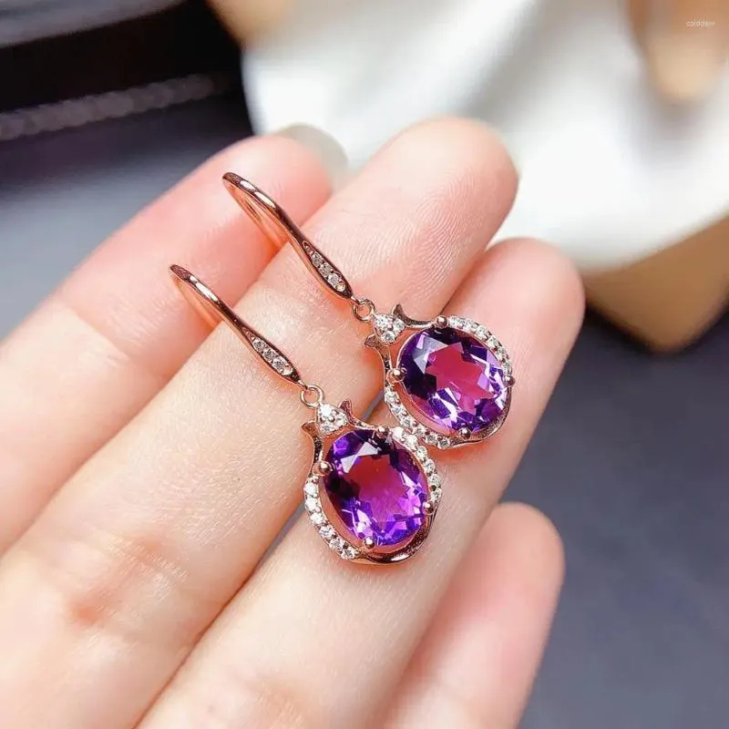 Kolczyki Dangle Vintage Fashion Purple Crystal Diamonds Diamonds Kamienie Kamienie dla kobiet Kolor Rose Gold Kamers Cones Kamienie Biżuteria Brincos