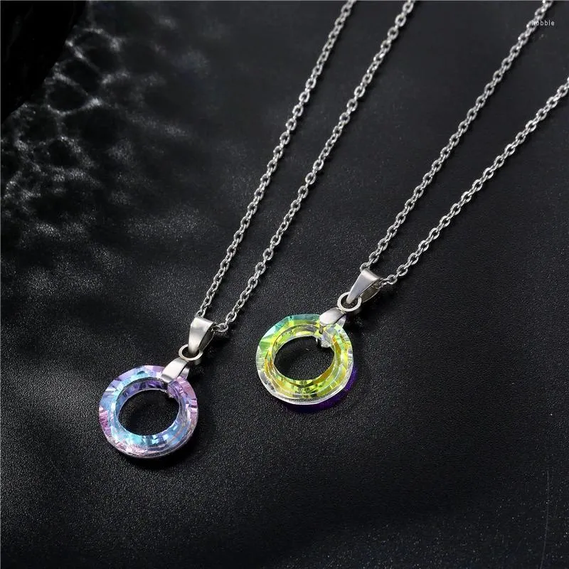 Pendant Necklaces K9 Crystal Stainless Steel Short Necklace