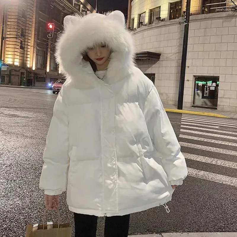 Trench da donna inverno 2023 cappotto di pelliccia di cotone giacca da donna ispessita bianco caldo di media lunghezza Parka blu