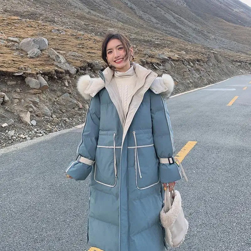 Trenchs de femmes manteaux Herstory Down coton rembourré veste femmes 2023 hiver coréen épaissi moyen et long genou longueur manteau