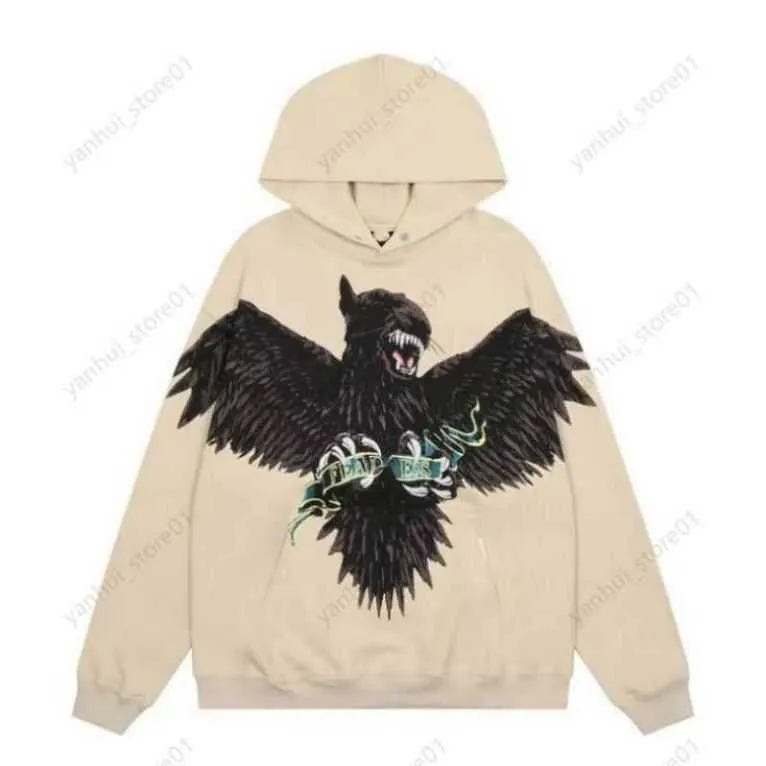 2023 New Hoodies 스웨트 스웨트 디자이너 레터너 남자 틈새 방사성 패션 브랜드 와일드 캐주얼 한 미국 느슨한 커플 스웨터 코트 옷 남성 까마귀 h20