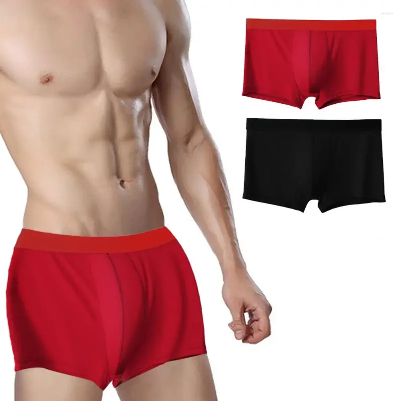 Unterhosen Herren Ice Silk U Convex Plus Size Unterwäsche Close Fit Mid Waist Höschen für den täglichen Gebrauch Intime Kleidung