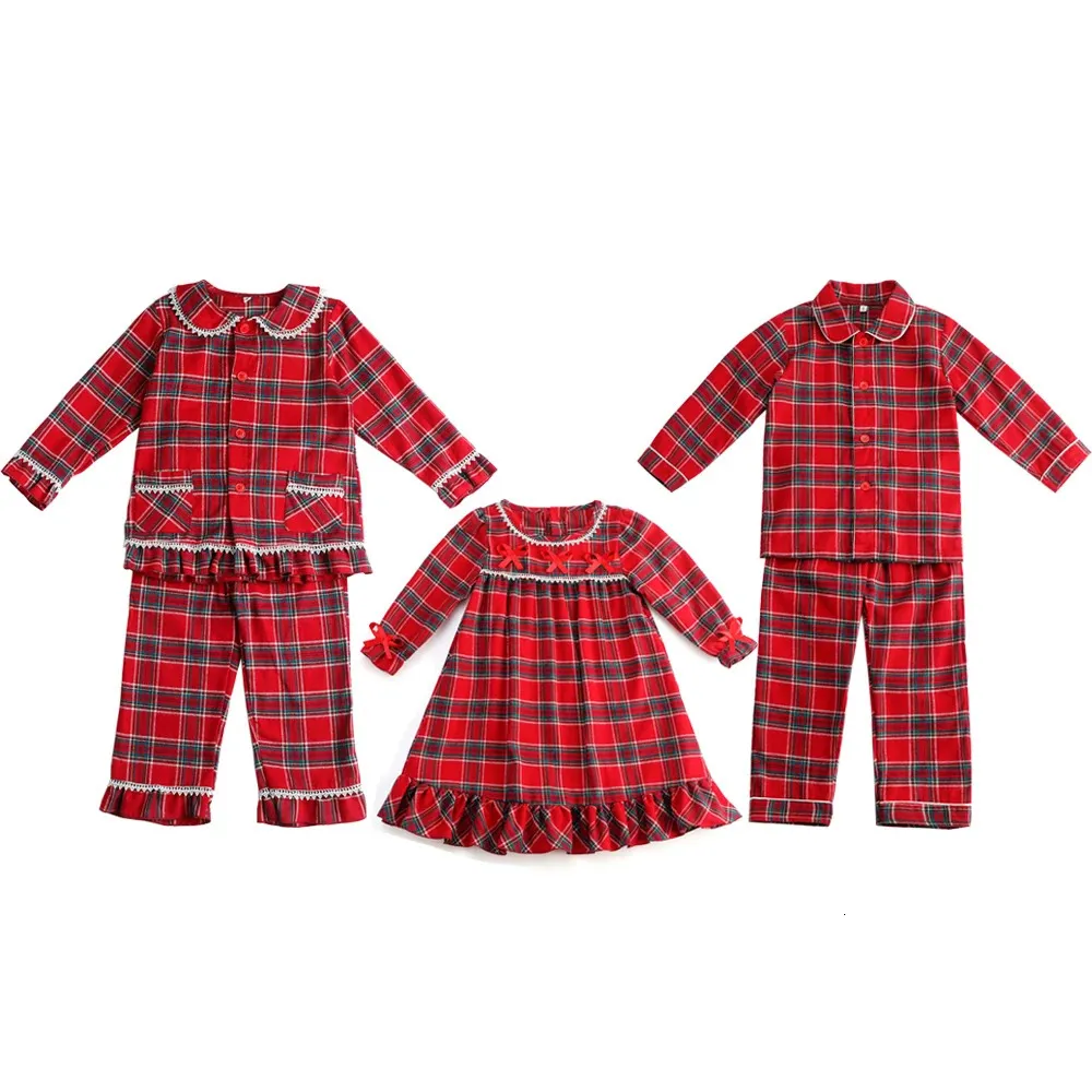 Pyjamas assortis en flanelle garçons et filles bébé famille enfants enfants pyjamas de Noël rouge pyjamas pour tout-petits à manches longues PJS 231202