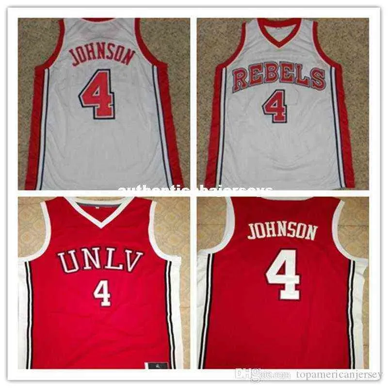 Benutzerdefinierte Basketball-Trikots Designer Billig #4 LARRY JOHNSON UN RUNNIN REBELS Retro Throwbacks College-Trikot Anpassen jeder Größe Num