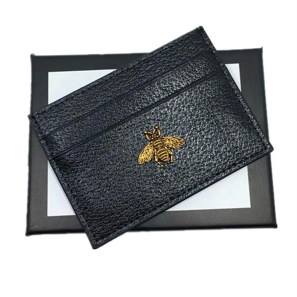 Svart äkta läder kreditkortshållare plånbok Klassisk affärsmän id -kort Case Coin Purse 2020 New Fashion Slim Pocket Bag PO224Z