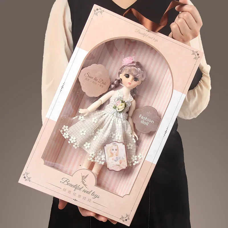 Poupées BJD poupée 41 cm rotule 3D yeux fille avec ensemble complet vêtements habiller cadeau d'anniversaire jouet 35 cm boîte de crème glacée 231202