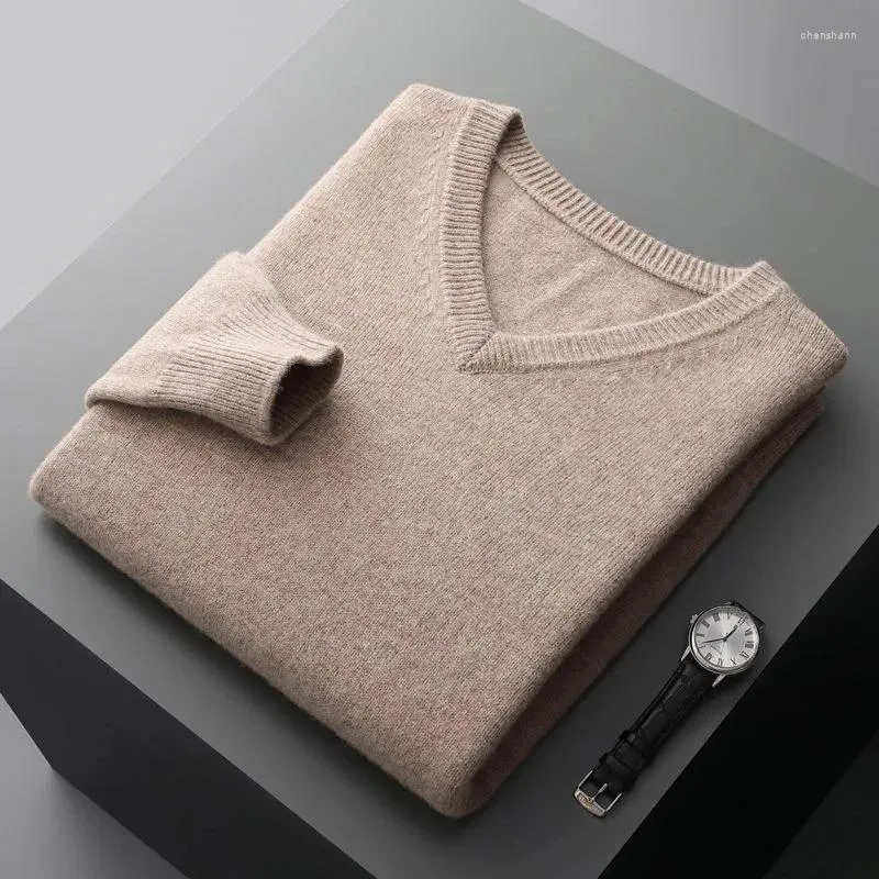 Herensweaters Kasjmier trui V-hals Pullover Gebreid Dieptepunt Shirt Herfst en winter Lange mouwen High-End Koreaans Eenvoudig Jumple Tops