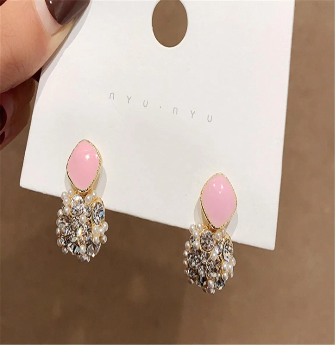 925 Silver Needsle Heartshaped Pink Stud أقراط بسيطة أقراط الحلوة 8548094