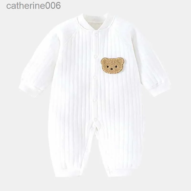 Kledingsets Panda Elanden Babymeisje Jongen Pijamas Warmteverdikking voor pasgeboren meisjeskleding Jumpsuits Katoenen slaappakjes Babyjongen WinterkledingL231202