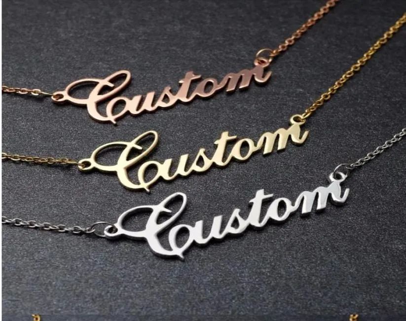 Pendant Necklaces Custom Name Necklaces Pendants Mom Sister Gifts Rose Gold Charms Personalized Nameplate Letter Necklace 2019 Collares Mujer Bff4217789