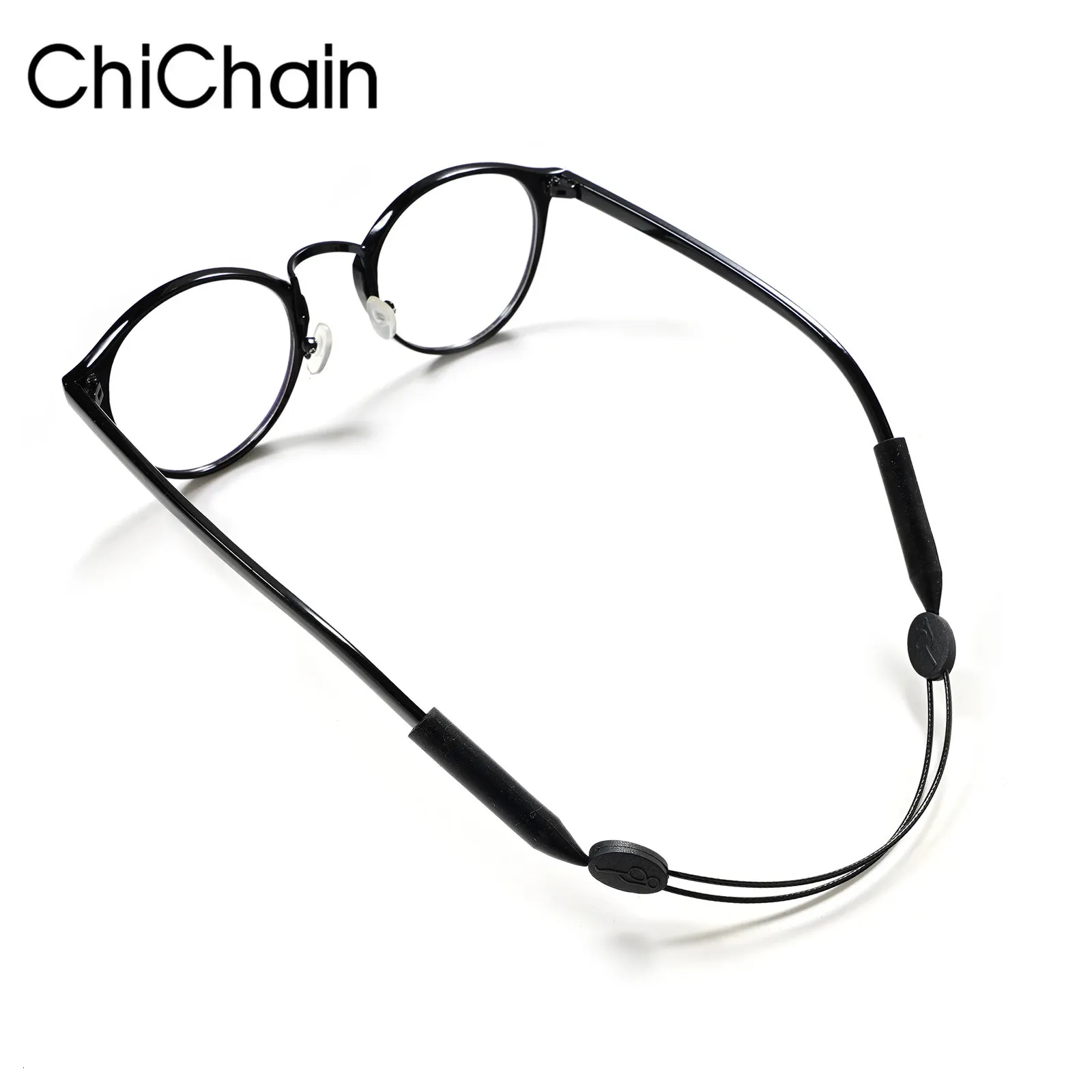 Suporte de óculos ajustável premium com corrente para óculos, com cordão para óculos esportivos sem cauda, retido em 3 comprimentos 231201