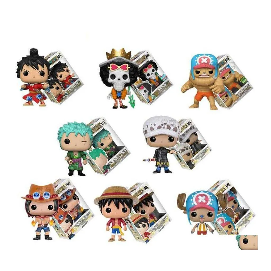 アクションおもちゃのフィギュアhuiya01 funko pop one piece luffyトニーチョッパーエースゾロロノアスリーソードファンモデル彫像ホームデスクトップカーdhmwp