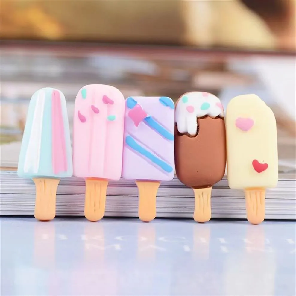20st Söt mini Cake Ice Cream Popsicle Flat Back Harts Components Cabochons Scrapbooking Diy Jewelry Craft Decoration Accessories276G