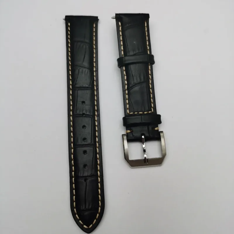 Horlogebanden 18 20 mm bruin/zwart lederen band heren originele band met roestvrijstalen gesp geschikt voor breedte
