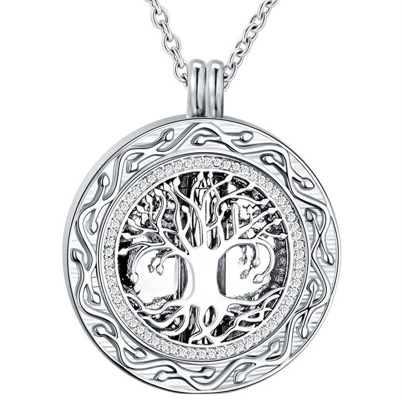 Tree of Life Round Cremation Urn Necklace - Cremation Jewelry Ashes Memorial Keepsake Pendant - Tratt Kit ingår253q