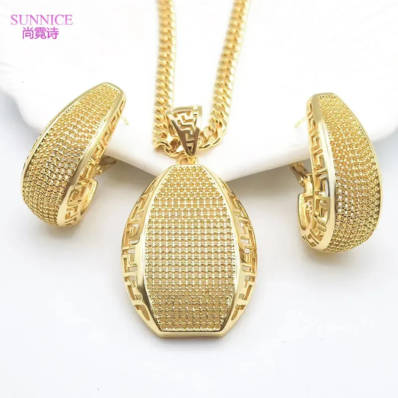 Wedding Jewelry Sets Luxury 18k Gold Plated Set for Women Italian Jewellery Bride Necklace and Earrings African 231201