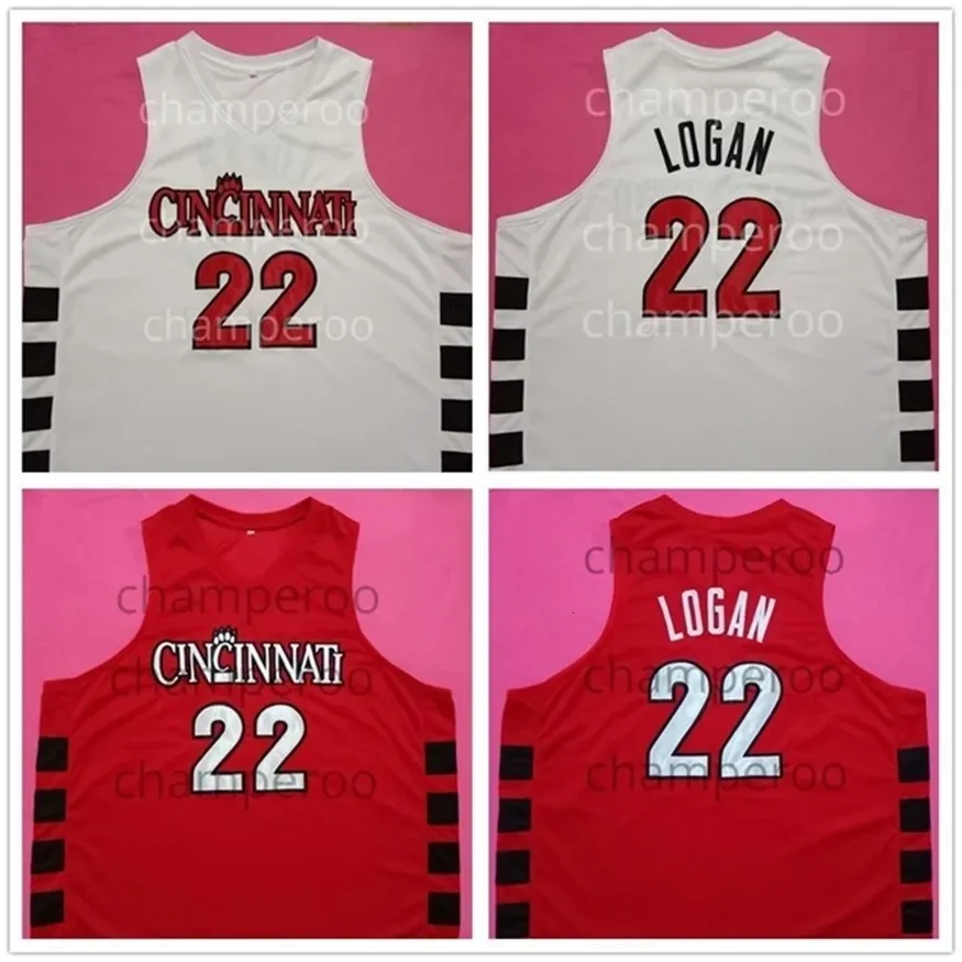 Nikivip Cincinnati Bearcats College Steve Logan #22 Retro Red White Basketball Jersey Ed Men Custom Numer Name Koszulki