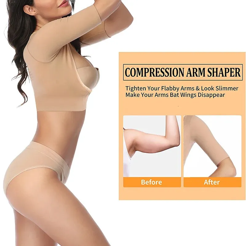 Correttore Posturale Gobba Supporto Per Il Seno Shaper Reggiseno Donna Braccio Superiore Post Chirurgico Compressione Faja Shapewear Con Maniche Lunghe - Foto 13
