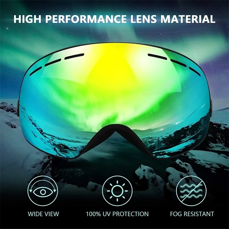 Skidglasögon Phmax dubbellager UV400 anti dimma glasskidåkning Mask Men Women Snow Pro Winter Sports 231201