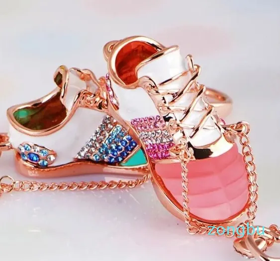 Keychains Crystal Lover Couples Shoes Rhinestone For Bag Buckle Pendant Key Chains Christmas Gift