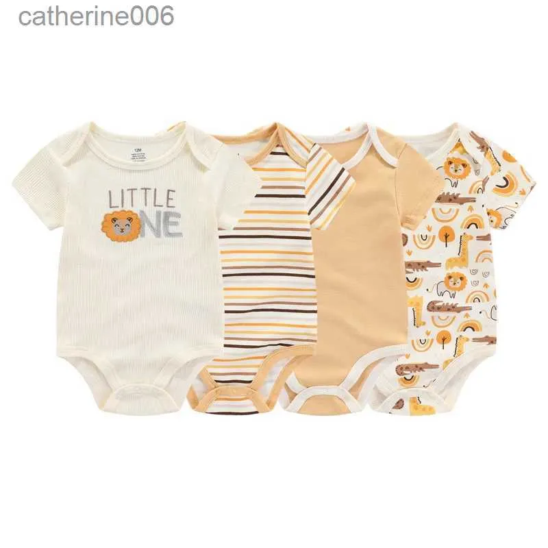 Ensembles de vêtements Fetchmous 4 pcs/lot unisexe dessin animé bébé garçon fille body mignon 100% coton nouveau-né vêtements bébé vêtements 0 à 12 mois L231202