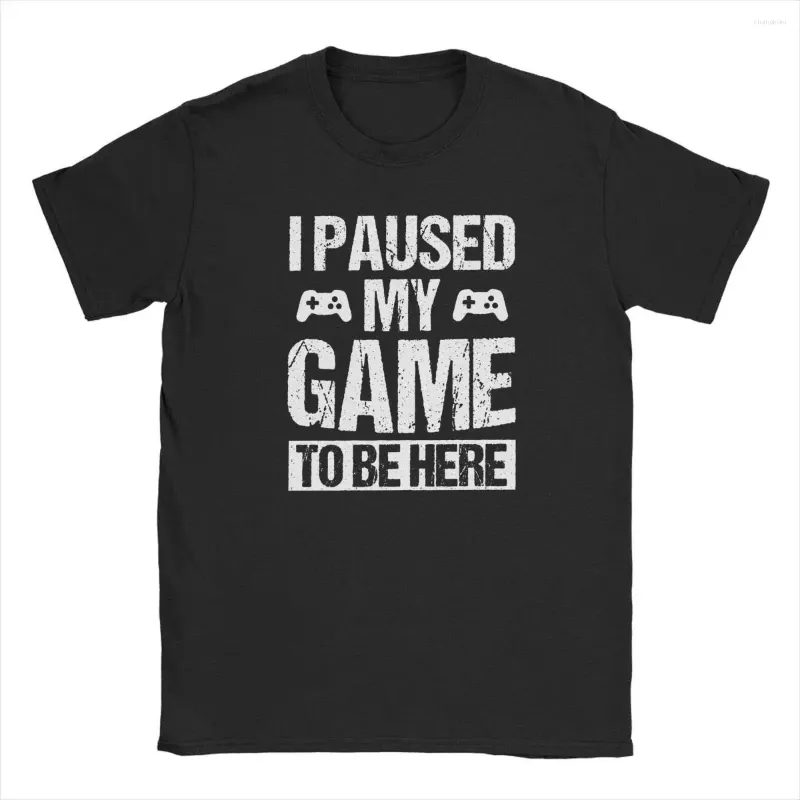 Homens camisetas Eu pausei meu jogo para estar aqui vintage engraçado camisa gamer jogador humor camisetas para homens roupas casuais gráfico