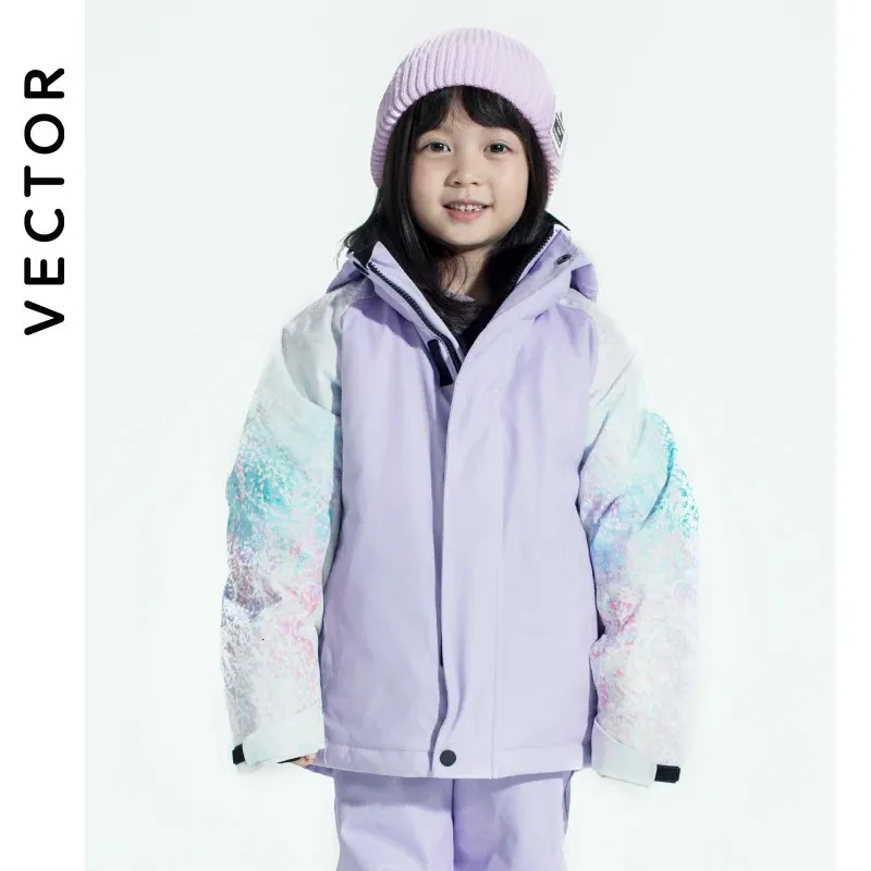 Skiing Suits VECTOR Ski Professional Childrens Jacket Pants Warm Waterproof Boys Girls Outdoor Snowboarding Winter Kids Set 231202