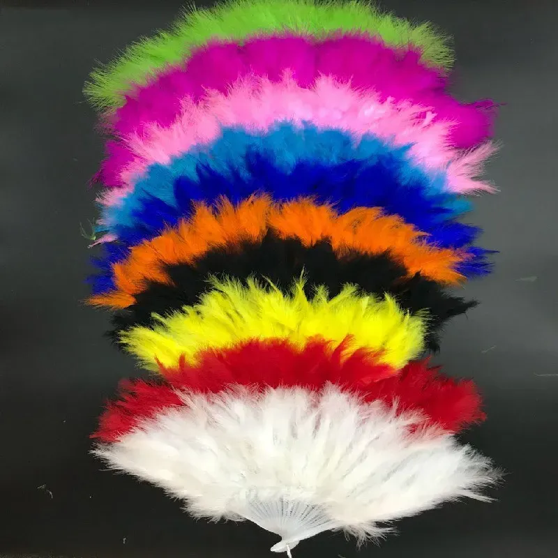 Quality Folding Feather Fan Party Decoration Hand Held Vintage Chinese Style Dance Wedding Craft Downy Feathers Foldable Dancing Fans