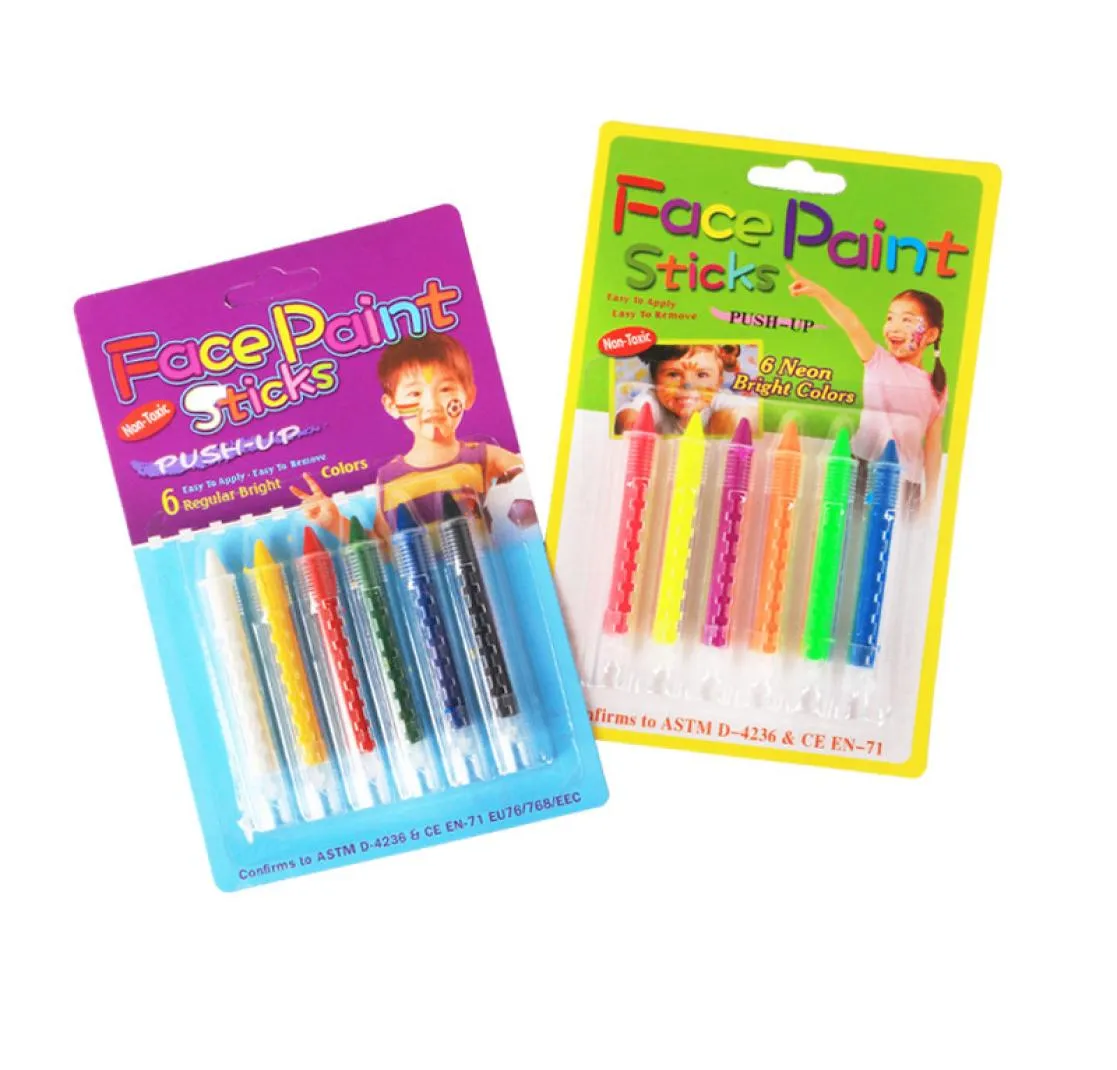 6 couleurs visage peinture Crayon crayons tatouages temporaires épissage Structure peinture corps stylo bâton pour enfants fête maquillage outils fo6996915