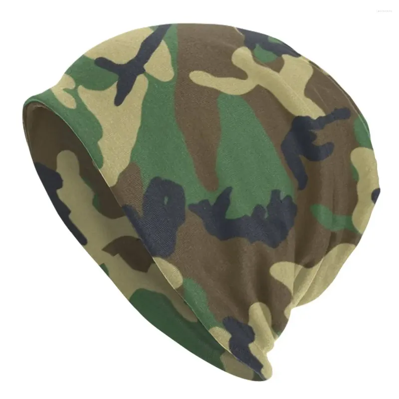 Berets Camuflagem Woodland Bonnet Chapéus Winter Street Skullies Beanies Chapéu Camo para Homens Mulheres Knit Quente Dual-Use Cap